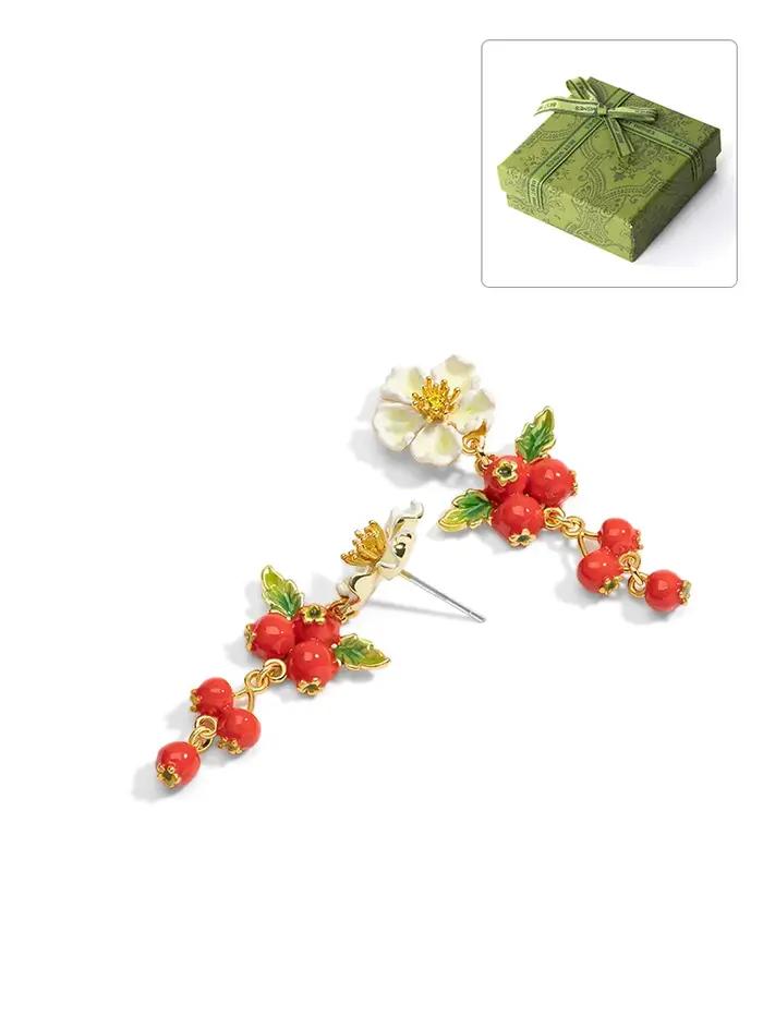 Boucles d'Oreilles en Forme de Fleur de Fruit pour Femme
