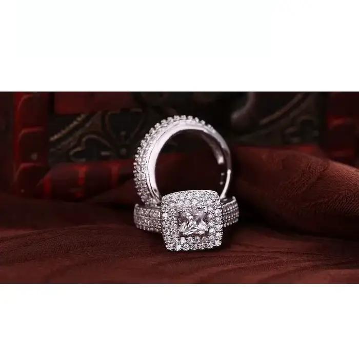Bague de fiançailles couleur argent Sterling 925