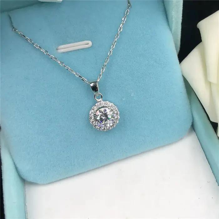 Pendentif en or blanc pur 18 carats pour femme