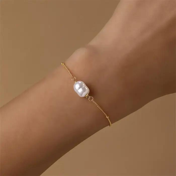 Bracelet en argent sterling 925 serti de Zircon fleur croix baroque perle main femme occasions spéciales fête des mères bijoux Pulsera