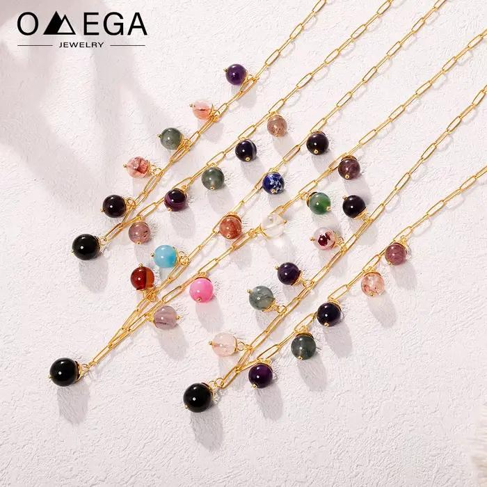 Collier à breloques en pierre naturelle pour femme, plaqué or 18 carats, colliers de cou, bijoux Boho, multi-documents, JOPresidence