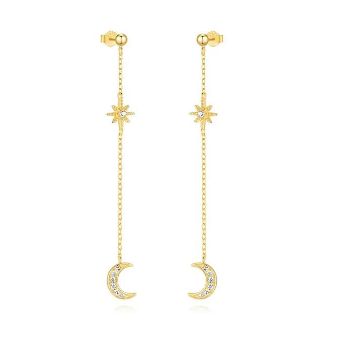 Aide-Boucle d'oreille longue en argent regardé 925 pour femme, ligne d'oreille, document en or 18 carats, piercing en fil d'oreille, boucle d'oreille goutte, accessoires bijoux