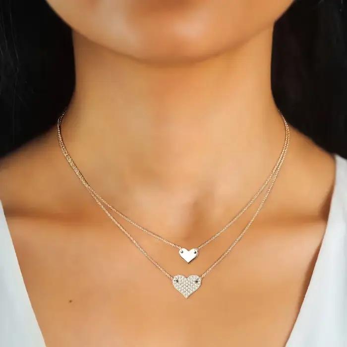 Collier en argent sterling 925 sertie de Moissonite avec pendentif en forme de cœur pour femmes occasions spéciales élégantes à offrir