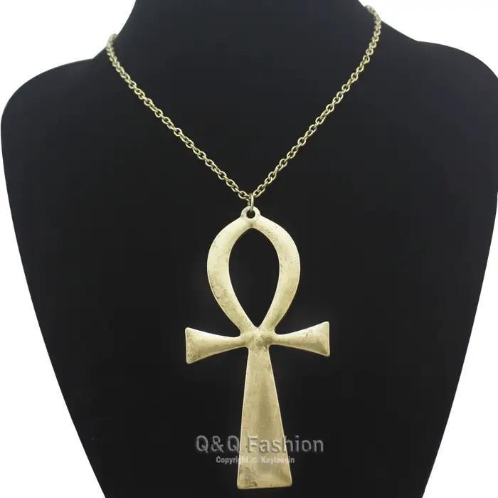 RechicGu-Long collier ras du cou avec pendentif croix Ankh