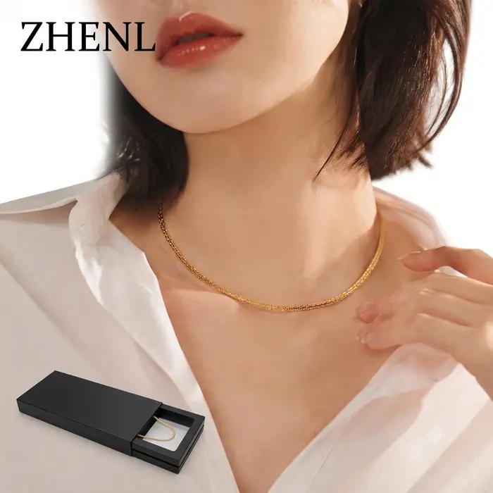 Collier ras du cou en maille plaqué or 18 carats pour femme