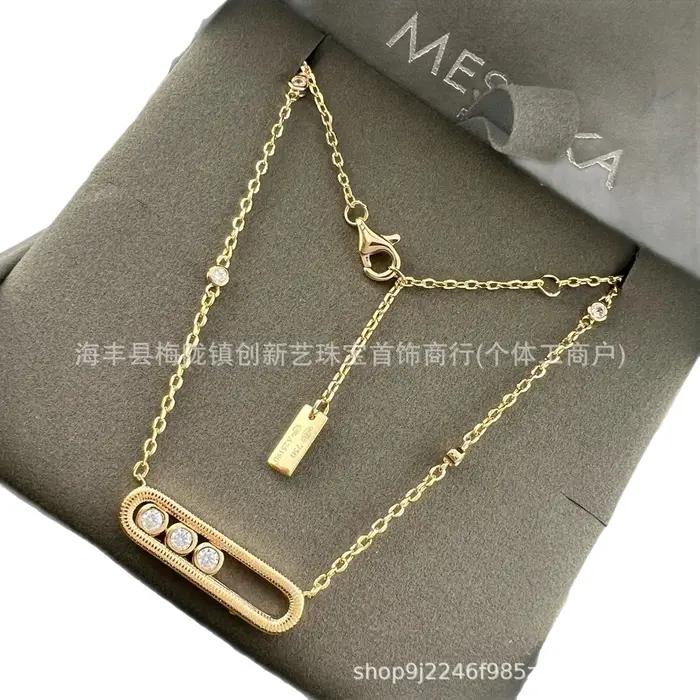 Nouveau Collier Coulissant pour Femme à Trois Diamants Brossés