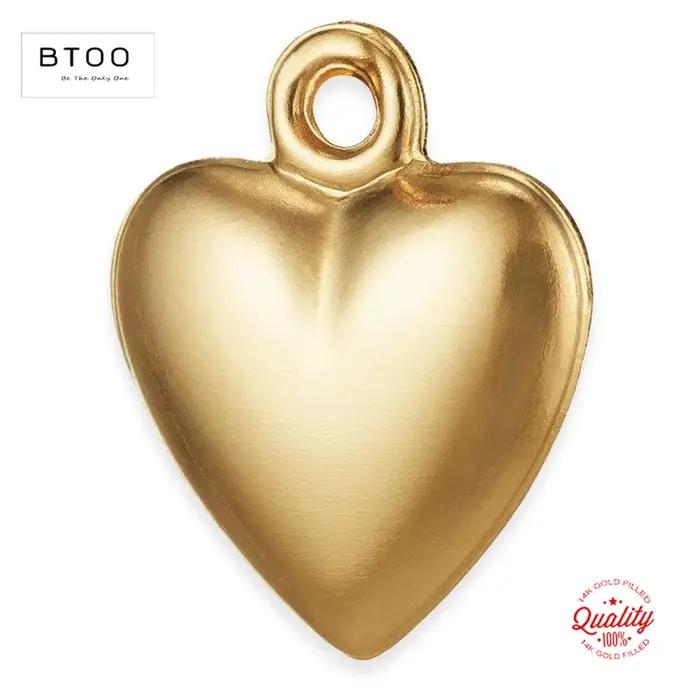 Pendentif en forme de cœur rempli d'or 14 carats