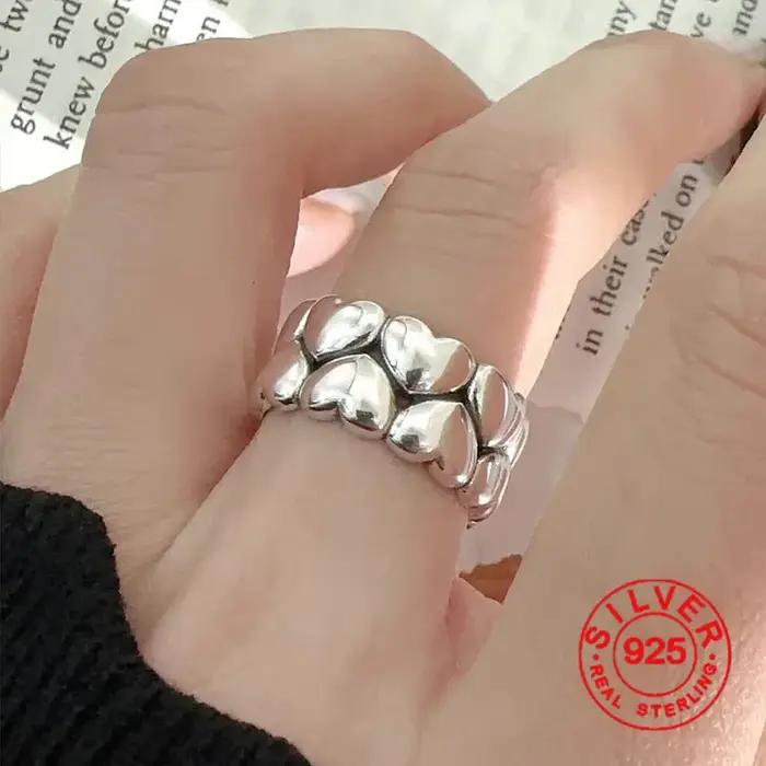 Bague en argent sterling 925 BFCLUB pour femmes design géométrique rétro minimaliste alliance de mariage cadeau occasions spéciales