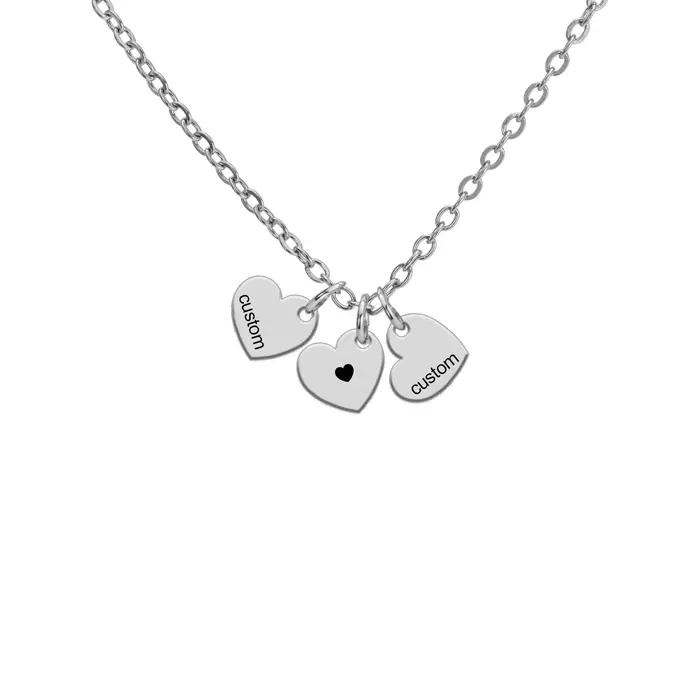 Collier Cœur Personnalisé Gravé avec Nom pour Couples