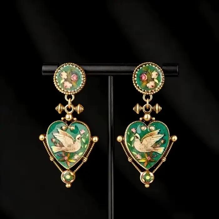 Ensemble de bijoux Vintage Palace Flying Pigeon, collier et boucles d'oreilles avec pendentif en for