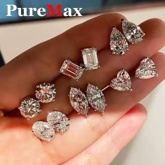 Luxe 0.5-3 Carats Marquise coeur poire Moissanite femmes diamant boucle d'oreille Stud 925 boucles d'oreilles en argent