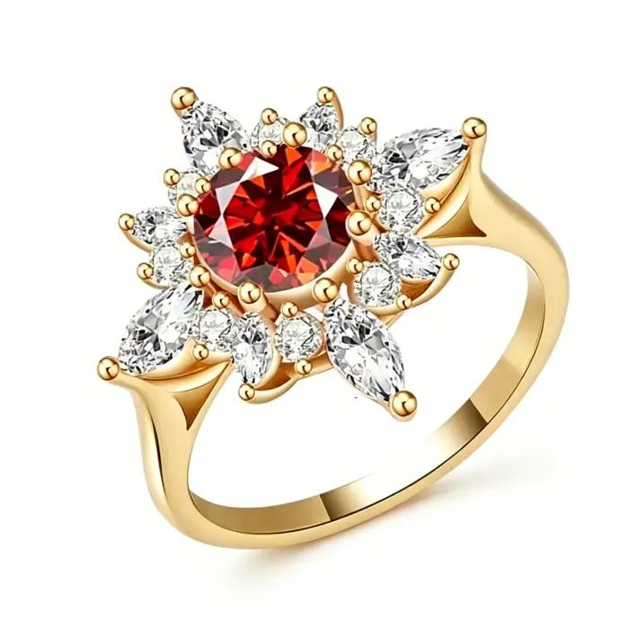 Bague Cocktail Halo Soleil en Argent 925 Couleur Or Rose