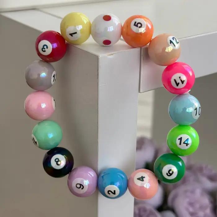 Bracelets de billard avec perles en résine pour hommes et femmes, ULélastique, bijoux de couple, lecture moyenne, hip hop et rock