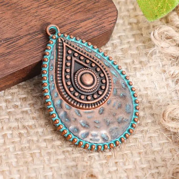 Pendentif en forme de larme style rétro vintage ethnique bohème en alliage de zinc pour création de bijoux personnalisés pour femme