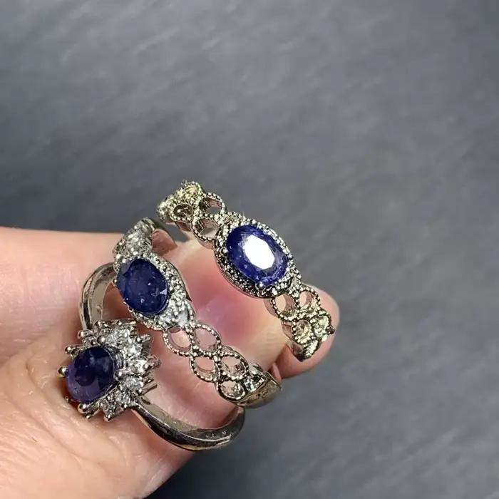 Bague en saphir naturel réglable pour femme, bijoux pour femme, cadeau, vente en gros, haute qualité, vintage, raffiné