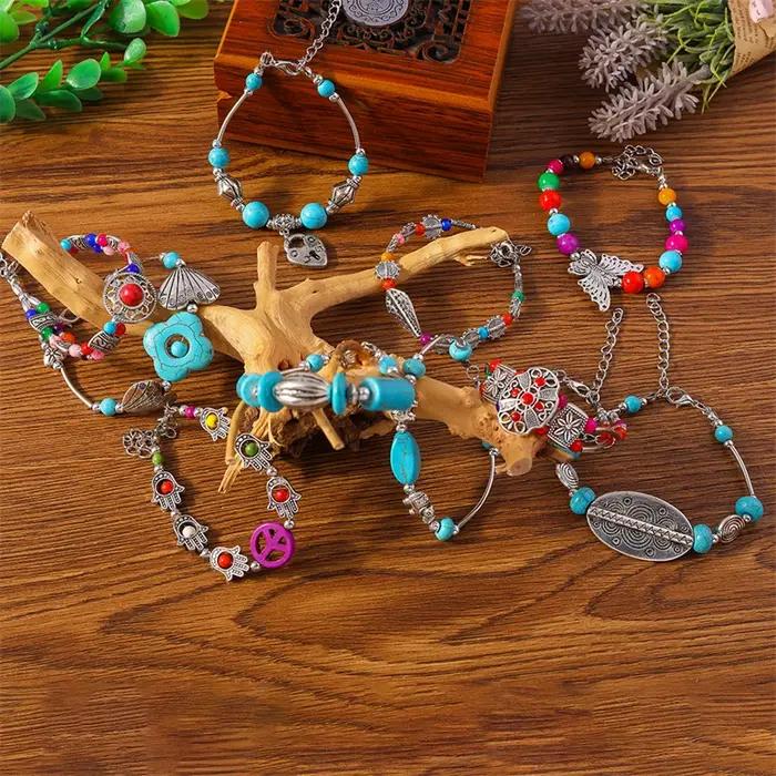 Bracelets Bohèmes Turquoise Perles Colorées Élégants Pour Femmes Occasions Spéciales Vacances Fêtes Cadeaux