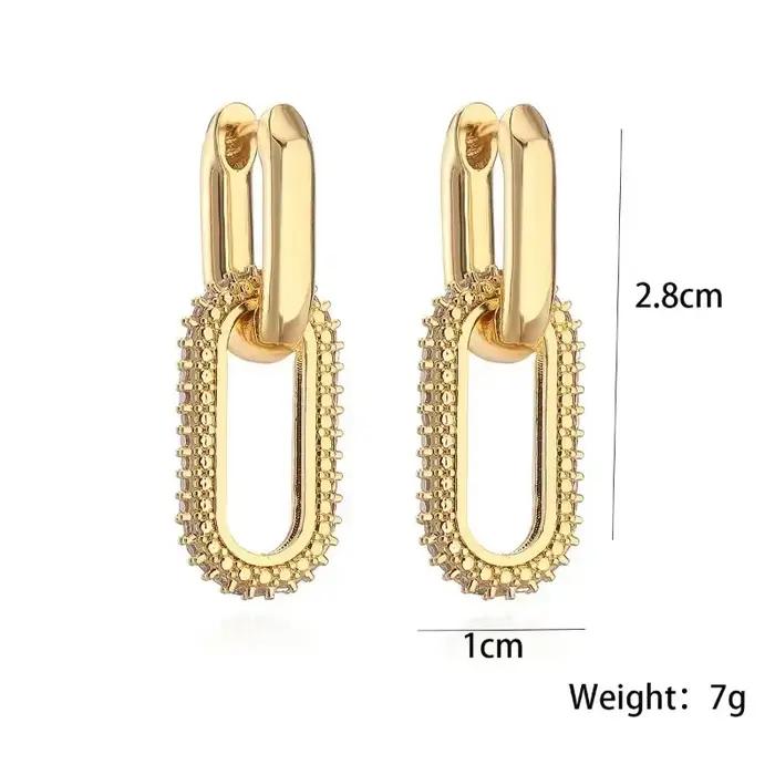 Boucles d'oreilles rétro à Double boucle, couleur or, rondes géométriques pour femmes et filles, Punk Hip Hop, bijoux à la mode