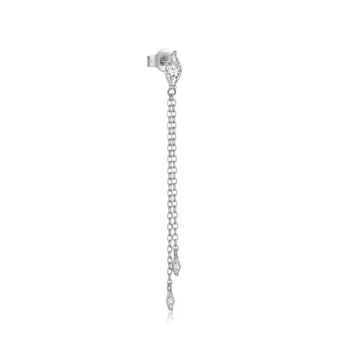 Boucles d'oreilles pendantes en argent sterling 925 ANDYWEN avec zircon marquise et chaîne à pampill