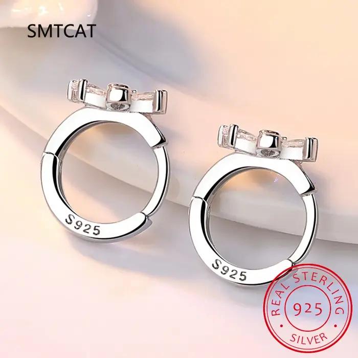 Boucles d'oreilles créoles fleur de prunier CZ en argent regardé 925 pour femmes et filles