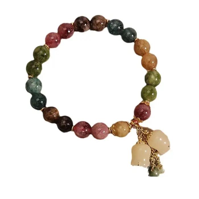 Bracelets avec pendentif orchidée en perles colorées pour femmes et filles