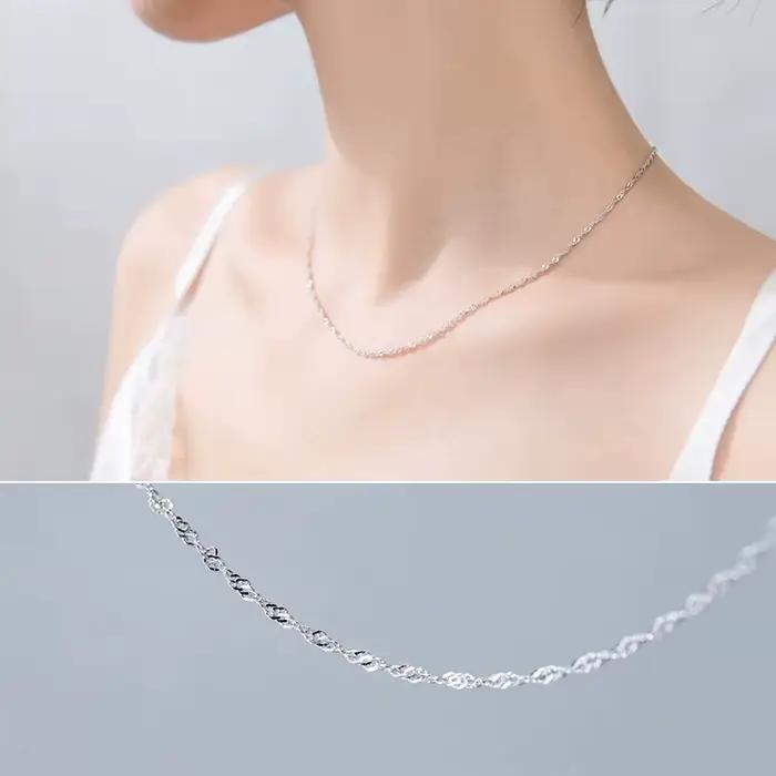 Chaîne Rolo fine en argent Sterling 925, 1.1mm, chaîne ondulée, colliers pour femmes, bijoux à la mode, bricolage assorti, vente en gros