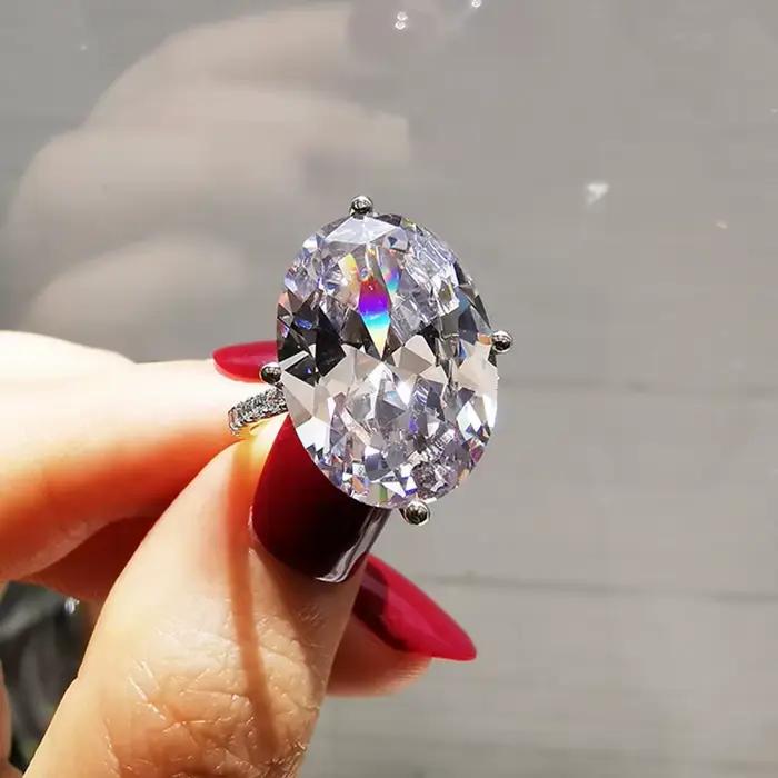 Bague de luxe en diamant de laboratoire 10ct, en argent Sterling 100% véritable, bague de fiançailles, de mariage, pour femmes et hommes, bijoux de promesse, 925