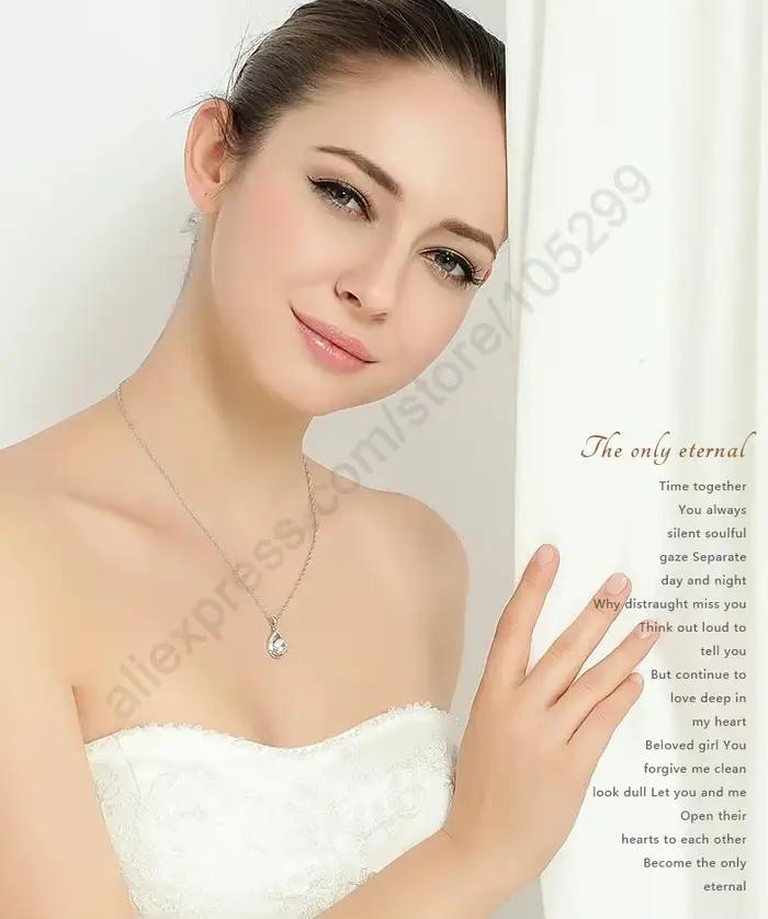 Ensemble de bijoux en argent Sterling 925 pur or blanc, collier et boucles d'oreilles pour femmes, ensemble de robe de mariée de qualité supérieure
