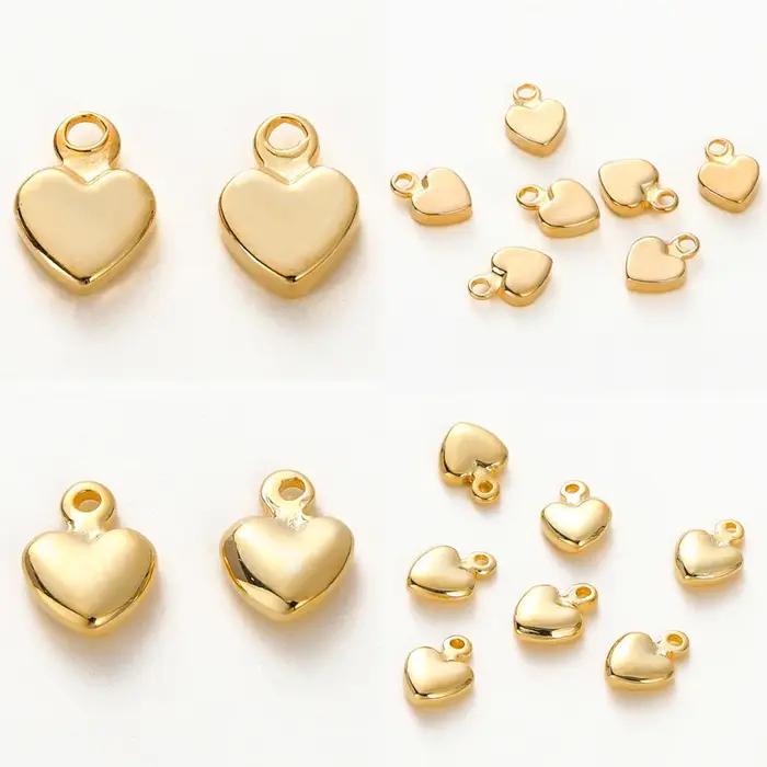 Pendentifs en laiton en forme de cœur plaqué or 14K/18K