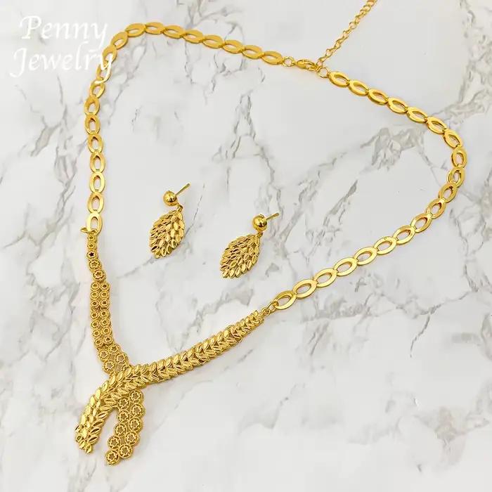 Ensemble de bijoux bohème classique plaqué or 18 carats pour femmes collier et boucles d'oreilles cadeau de mariage occasions spéciales