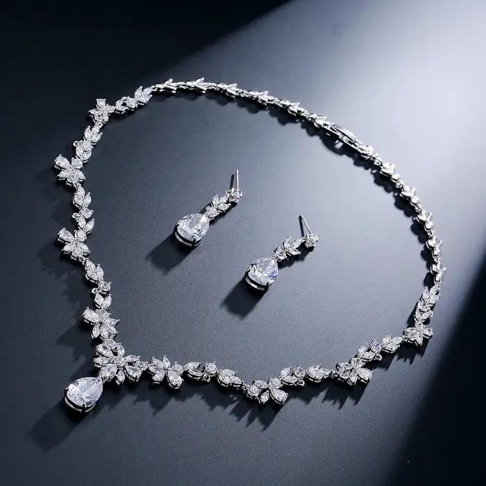 ZAKOL marque de luxe AAA Zircon boucles d'oreilles collier ensemble de bijoux magnifique cristal dub