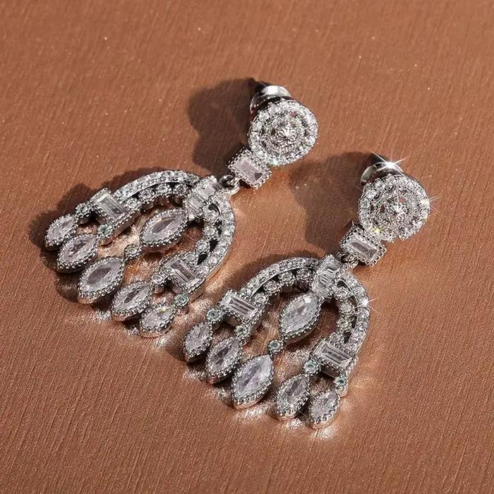 Huretailers-Boucles d'oreilles pendantes de style bohème pour femmes, accessoires polyvalents, bijoux de fête délicats, cadeau d'amour des travailleurs, document en argent, mode