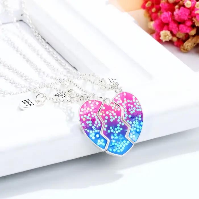 Collier BFF en forme de cœur magnétique pour 3 filles