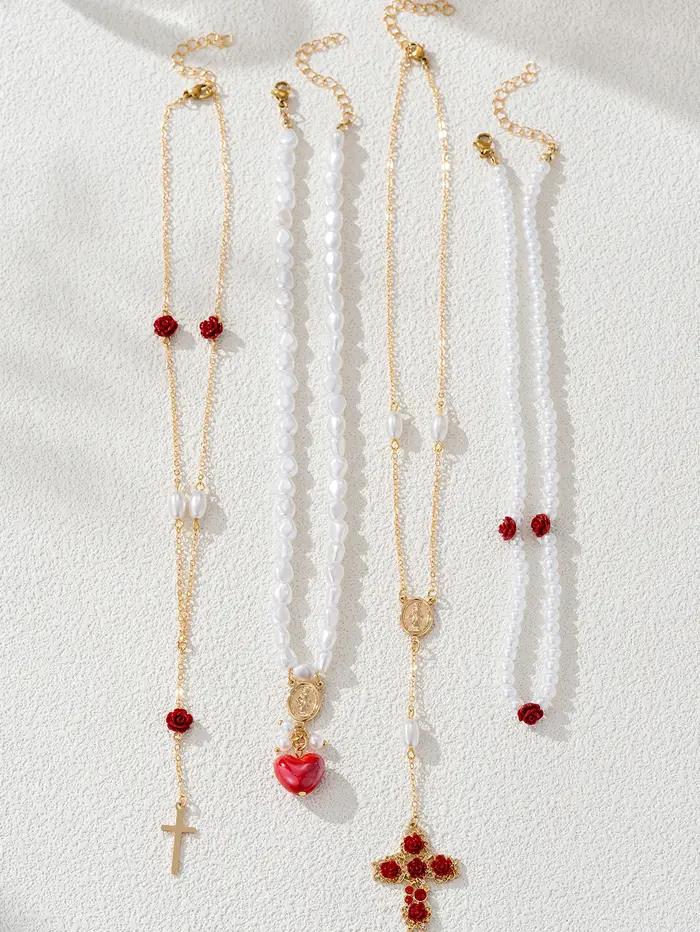 Collier pour femmes-pendentif superposé plaqué or 18 carats