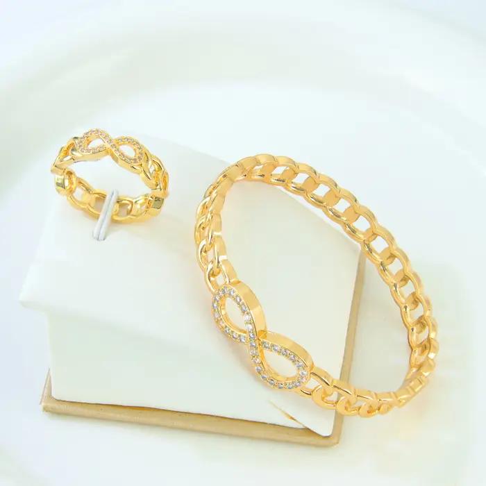 Ensemble de bijoux brésiliens en zircone plaqué or 21 carats, bracelets Bollywood à la mode italienn