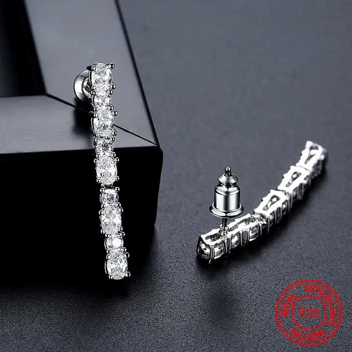 Boucles d'oreilles en argent Sterling 925, longueur 32mm, en Zircon, pour femmes et filles, bijoux à la mode