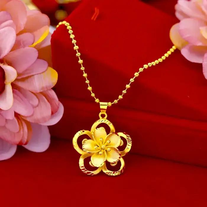 Pendentif tournesol en or pur 999