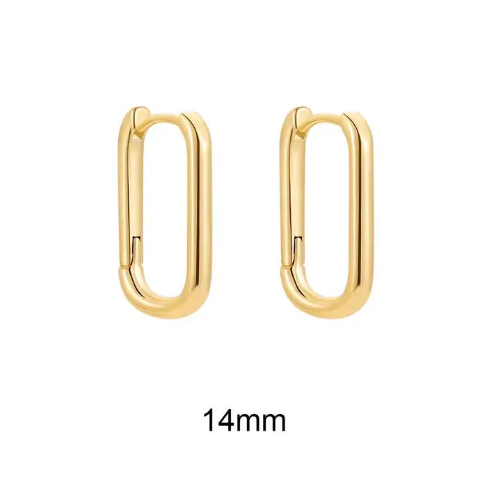 Boucles d'oreilles créoles carrées géométriques en métal couleur or pour femme, petites créoles mini