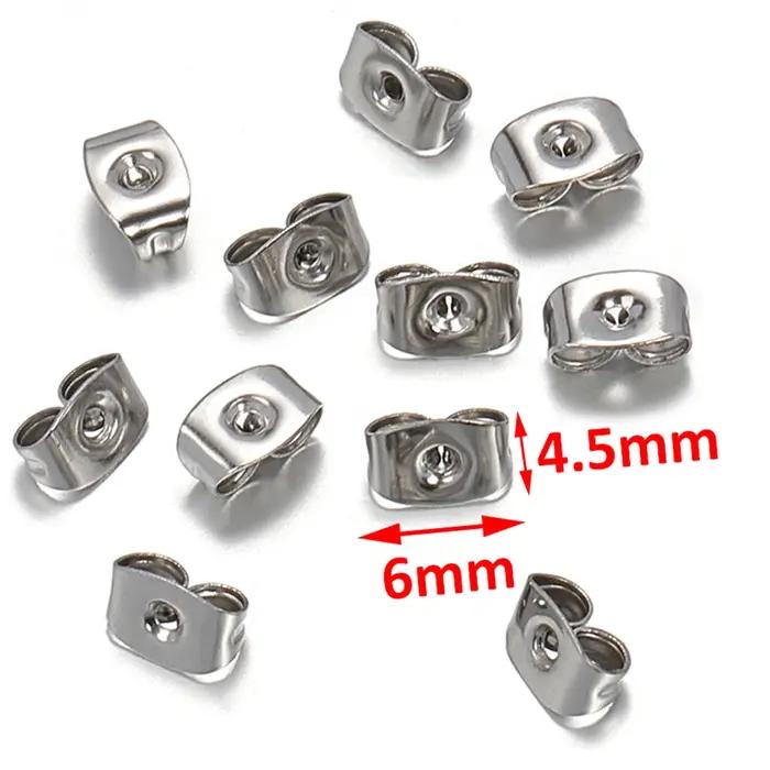 Lot de 100 boucles d'oreilles en acier inoxydable