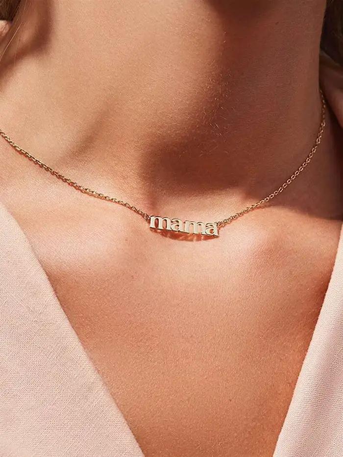 Collier avec pendentif lettre pour fête des mères bijou de personnalité pour femmes occasions spéciales cadeau tracker d'humeur alliage de zinc style mode