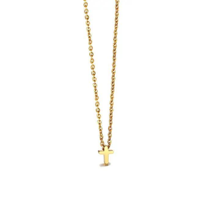 Collier croix en or pour femmes, couleur or, acier inoxydable, mode femme, petit pendentif croix de jésus, bijoux, vente en gros, livraison directe