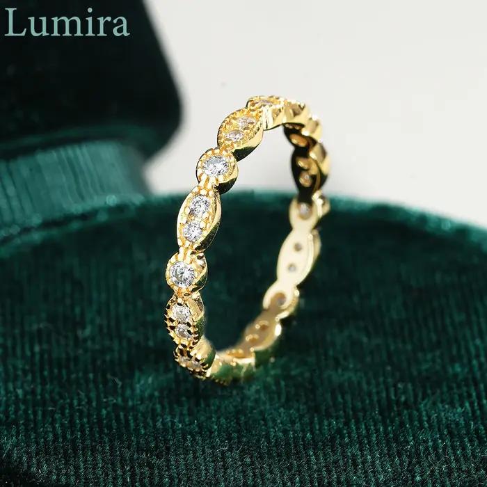 Lumira élégant véritable 18K bague en or ensemble avec Moissanite luxe pour les femmes mode fête de mariage charme bijoux bande