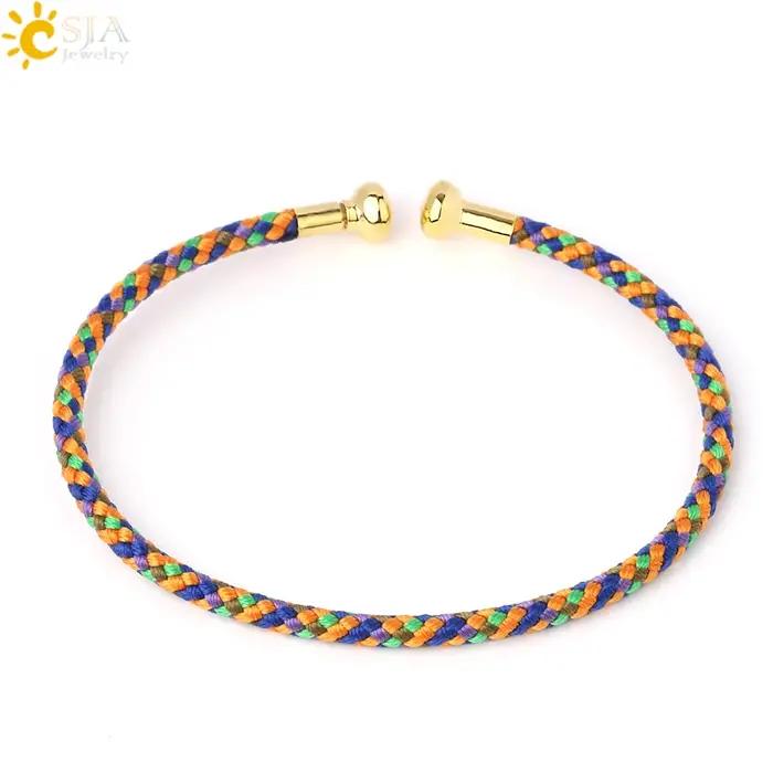 CSJA – Bracelet tendance en fil rouge pour hommes et femmes, manchette ouverte, fabrication de Bracelets faits à la main, accessoires de bijoux bracelets homme G839