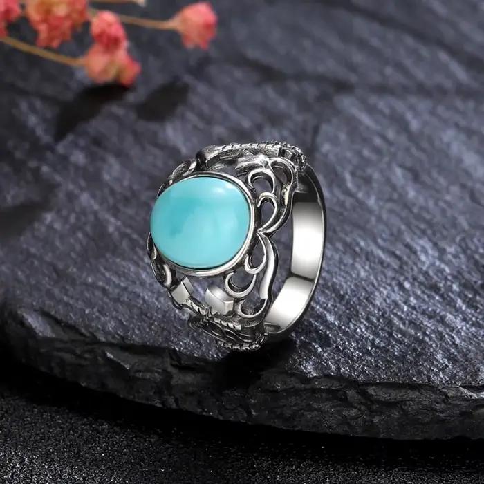 Bague vintage en lapis-lazuli plaquée argent 925 avec pierre semi-précieuse pour homme et femme, style bohème gothique, alliance de mariage, bijou de cocktail pour cérémonies et occasions spéciales