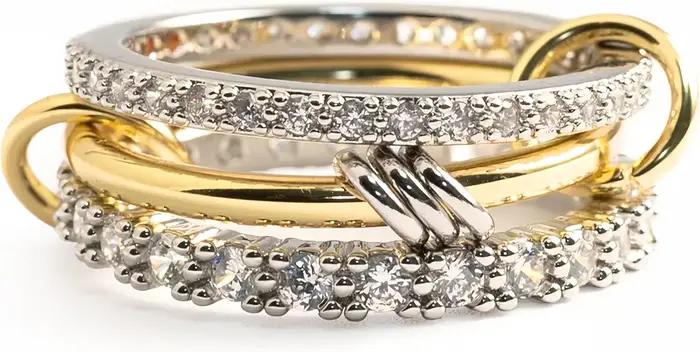 Bagues empilables en or véritable 18 carats pour femmes, bagues délicates en CZ, ensemble de bagues