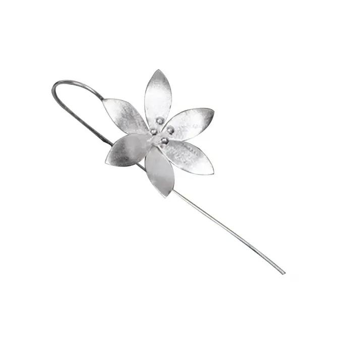 Boucles d'oreilles pendantes pour femmes, décontractées et élégantes, pendentif lotus en argent fait