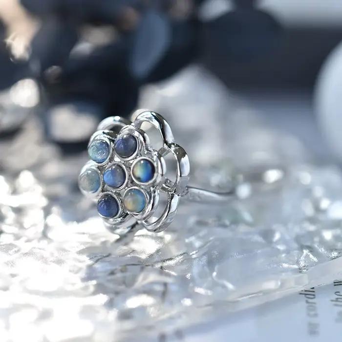 Alliance en Labradorite Naturelle ITSMOS Style Floral Bijoux Énergétiques pour Femmes Occasions Spéciales