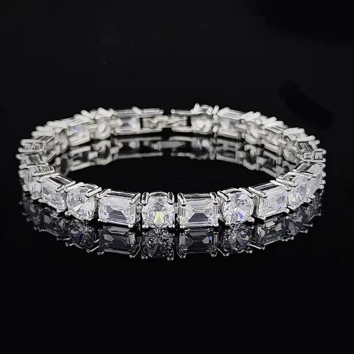 Bracelet en diamant de laboratoire en or blanc 14 carats pour femme