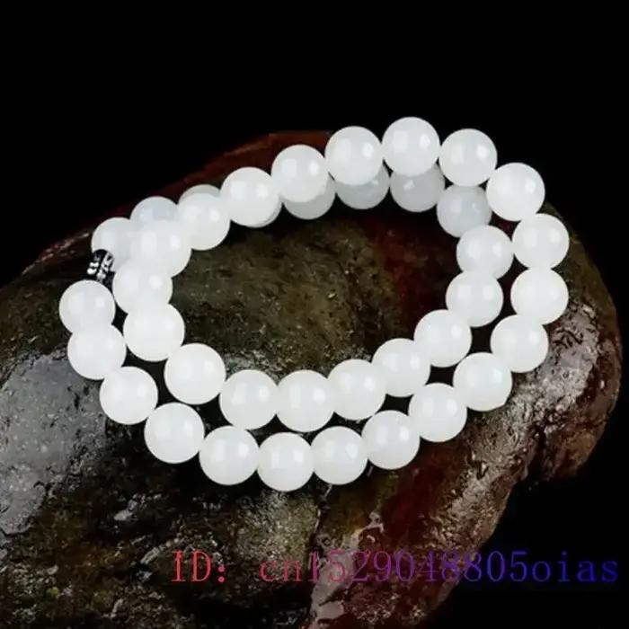 Collier perlé de jade blanc naturel pour femmes bijou en pierres précieuses élégant pour occasions spéciales tranquillité et sophistication
