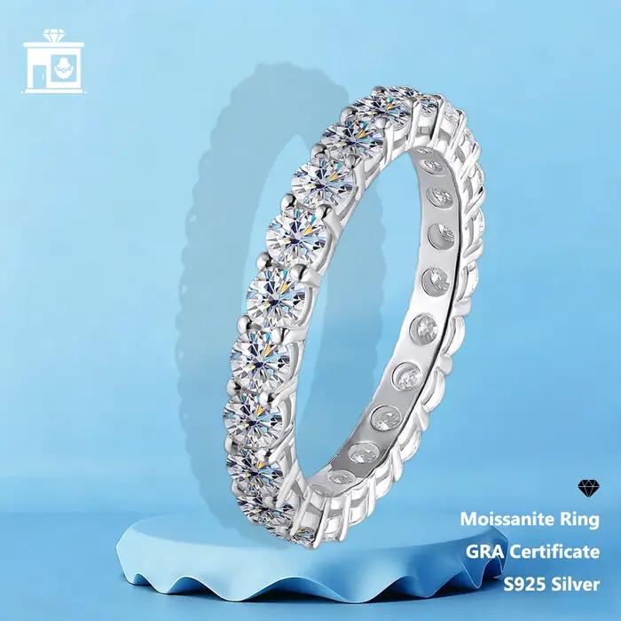 Bague en moissanite ronde GRA 3 mm, plaquée or blanc 18 carats, argent sterling 925, bijoux fins, bagues de fiançailles et de mariage pour femmes et hommes