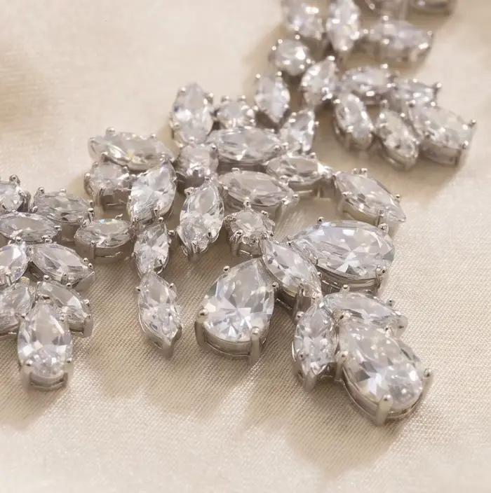 Ensemble de bijoux de mariée en zircone de luxe, 2 pièces, collier et boucles d'oreilles pour femmes, accessoires de bijoux pour fête, bal, mariée, cadeau